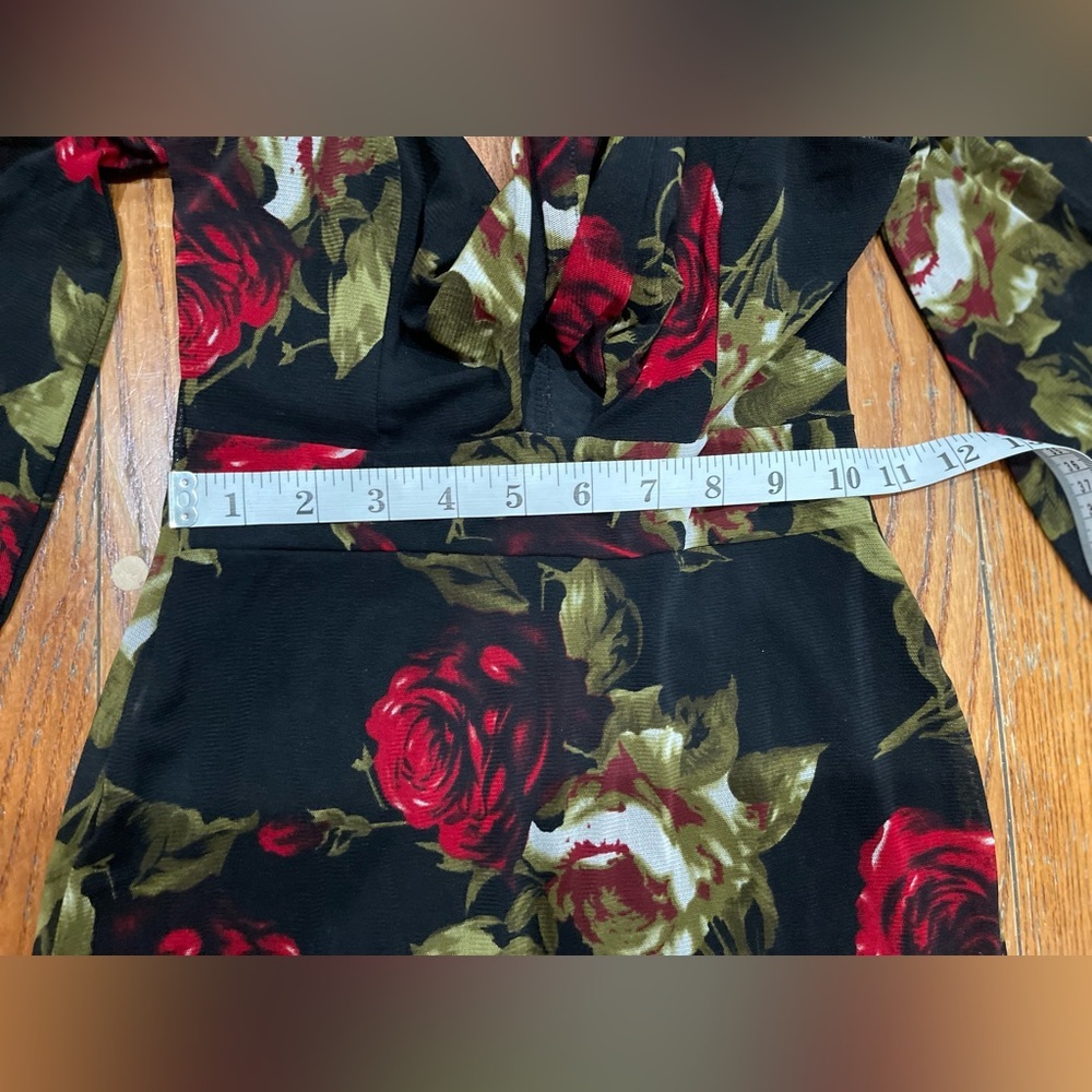 Charlotte Russe Black and Red Floral Long Sleeve Dress - Picture 6 of 11